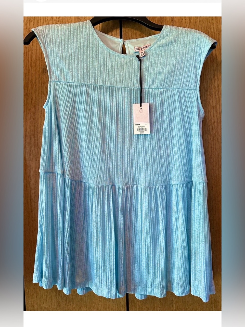 Womens Medium Juicy Couture tiered lined tank top NWT $36 Shell Cami blue